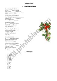 Have a holly jolly christmas and in case you didn't hear oh, by golly have a holly jolly christmas this year. English Worksheets Christmas Song Lyrics Michael Buble A Holly Jolly Christmas