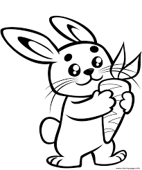 Best animals coloring pages for kids to print for free. Cute Baby Bunny With A Carrot Coloring Pages Printable