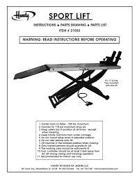 Handy 21000 Sport Lift Manual Manualzz
