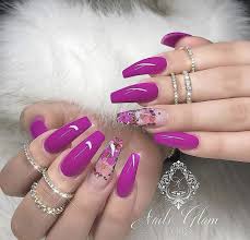 Purple Floral Nails Magenta Nails Nail Designs Summer Summer Nails Colors