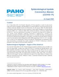 March 30, 2021 (upd.) share on: Epidemiological Update Coronavirus Disease Covid 19 26 August 2020 Paho Who Pan American Health Organization