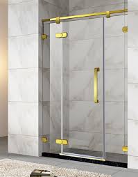 Experience the stunning beauty this contemporary design provides. Shop Frameless Sliding Shower Door With Gold Finish Hinges And Handle Gold Shower Screen Hinges Gold Door Hinges Lxury Shower Door Handles Black Shower Screen Hinges Black