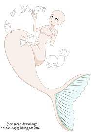 How to draw a cute mermaid, step by step, drawing guide, by puzzlepieces. Mermaid Tail Fish Magic Anime Base Anime Drawings Drawing Base Mermaid Drawings