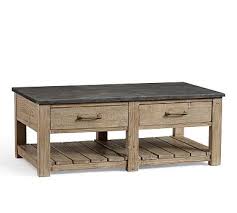 Also available in this collection are the matching end table and sofa table. Parker Reclaimed Wood Coffee Table With Bluestone Top Pottery Barn Havenly