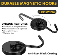 Amazon.com: MIKEDE Black Magnetic Hooks Heavy Duty, 120LB ...