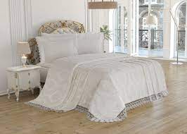 Gray super schicker bettenüberwurf und ein echter hingucker in deinem schlafzimmer. Bettuberwurf Violet Creme Tagesdecke Set 6 Teilig Emirtex