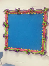 I was working on a bulletin board recently and was frustrated with how all my bulletin board borders and extras were stored. Bulletin Border Made With Tissue Paper Classroom Bulletin Boards Ladybug Teacher Files Bulletin Board Borders