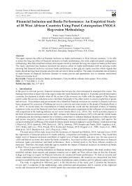 Pdf Financial Inclusion And Banks Performance An Empirical Study Of 10 West African Countries Using Panel Cointegration Fmols Regression Methodology