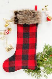Choose either the plaid santa or plaid snowman christmas stocking. Diy Plaid And Faux Fur Stocking Better Homes Gardens