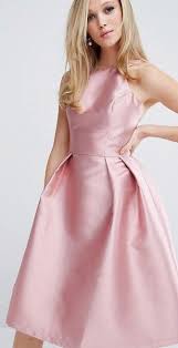 Blush Pink Satin Tea Length Dress Cocktail Dress Prom Satin Cocktail Dress Halter Top Prom Dresses