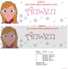 Frozen cross stitch patterns free. Anwen Cross Stitch Pattern Baby Female Name With Disney Frozen Princess Anna Free Cross Stitch Patterns Simple Unique Alphabets Baby