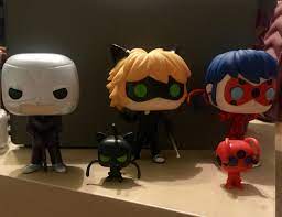 Miraculous Funko Pops Of Lady Bug Chat Noir And Hawk Moth Plus Tiki And Plagg Tiki And Plagg Tiki Funko Pops