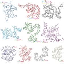 Dragon embroidery pattern dragon chinese embroidery design file instant download 2 sizes 1 color dst hus jef pes exp vp3 formats. Redwork Vintage Stitch Chinese Dragons Embroidery Design Bundle