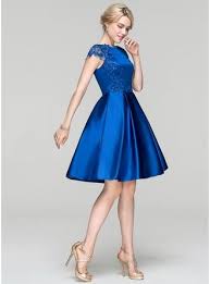 A Line X2f Princess Scoop Neck Knee Length Zipper Up Cap Straps Sleeveless No Royal Blue Spring Sum Satin Cocktail Dress Cheap Cocktail Dresses Cocktail Dress
