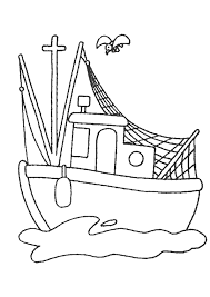 Coloriage D Un Bateau Pecheur Et D Une Mouette