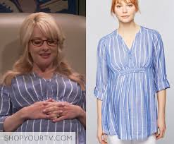 Bernadette big bang theory blau. The Big Bang Theory Season 11 Episode 4 Bernadette S Blue Striped Tunic Shop Your Tv