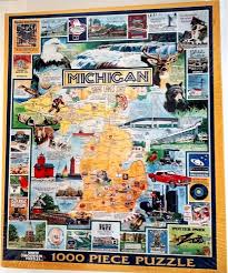 Michigan Puzzle New 1000 Xl Piece Great Lakes State Map Landmarks White Mountain Whitemountainpuzzles Mic Michigan Poster Michigan 1000 Piece Jigsaw Puzzles