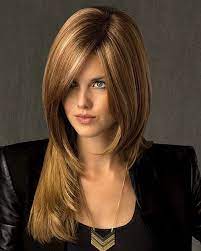 Face Framing Layers Long Hair With Side Bangs And Highlight For Women Long Hair Styles Hair Styles Celebrity Wigs