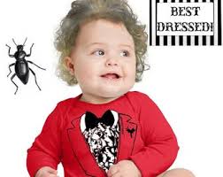 Funny Baby BEETLEJUICE Wedding Tuxedo Bodysuite Infant Halloween Costume  Bodysuit Baby Creeper Movie Beetle Juice Red Suit Outfit Costume