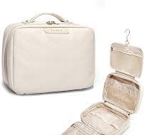 EACHY Bolsa de Higiene Pessoal Suspensa, Bolsa de Maquiagem de Couro PU  para Mulheres, Organizador de Maquiagem com 4 Compartimentos, Impermeável,  ...