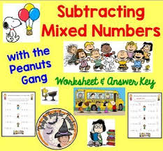 Subtracting Mixed Number Fractions Worksheet Answer Key With Peanuts Gang In 2020 Fractions Worksheets Fraction Word Problems Subtract Mixed Numbers