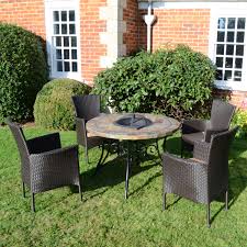 The swivel lounge chair takes style and durability to a higher level. Colorado Fire Pit Table With 4 Stockholm Brown Chairs