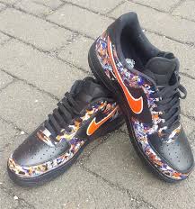 Buy Remixdakickz Black Splash Air Force One Sneakers Customize Nike Air Force One Sneakers At Hiphopcloset Com Sneakers Black Splash Custom Sneakers