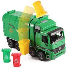 Garbage truck toys lift, hoop, then hoist into the air so the items can be dumped inside the truck; Liberty Imports 14 Oversized Friction Powered Recycling Garbage Truck Toy For Kids With Side Loading And Back Dump Amazon Com Au Toys Games