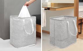 Amazon.com: DOKEHOM 60L Freestanding Laundry Hamper with Handle,  Collapsible Large Cotton Storage Basket for Clothes(Grey) : Home & Kitchen