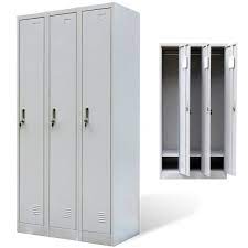 3 Door Locker Grey Steel Storage 3 Bays Filing Metal Gym School Shop Office Office Storage Cabinets Steel Storage Cabinets Metal Lockers