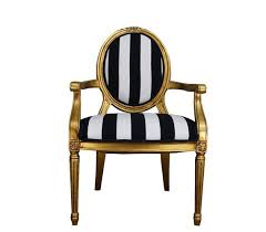 Hollywood Regency Vintage French Chair Black And White Stripe On Gold Striped Chair Regency Furniture French Chairs