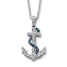 Anchor Necklace 1 10 Ct Tw Diamonds Sterling Silver Kay Anchor Jewelry Anchor Necklace Jewelry