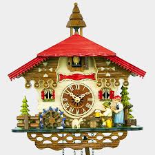 Handcrafted German Edelweiss Wooden Cuckoo Clock With Squirrels