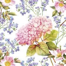 Forget me not flowers pink. Napkins 33x33 Cm Pink Hydrangea And Forget Me Not Flowers By Wimmel Napkins