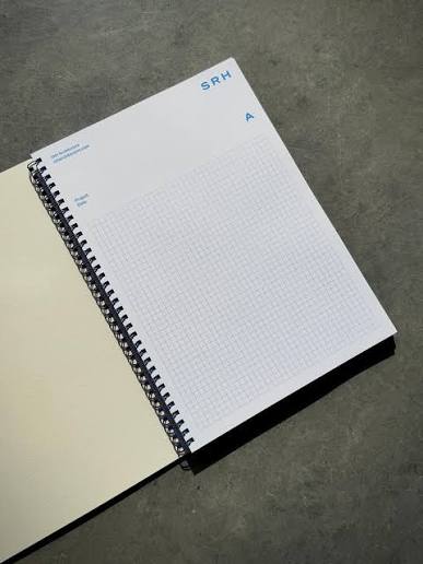 SRH Notebooks & Business cards. A4 Notebooks printed in 2 Pantone colours,  embossed 4pp covers, wire bound, printed on Stephen 360gsm & Pacesetter  100gsm. Business cards custom Forme cut to shape on