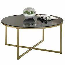 Der sofatisch als multitalent im wohnzimmer. Couchtisch Rund Schwarz Gold Sofatisch Kaffeetisch Glas Wohnzimmertisch Eur 104 95 Picclick De