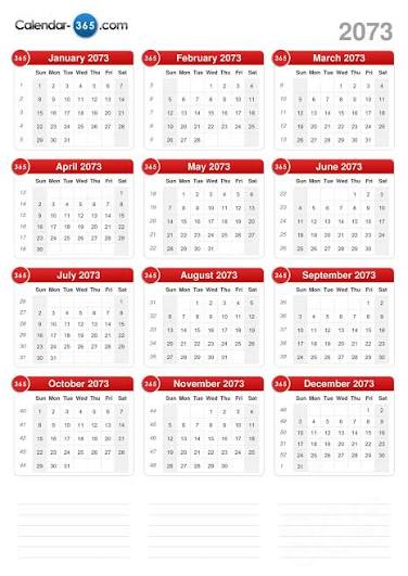 2073 Calendar