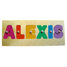 Blue, green, yellow, red, orange, and purple. Personalized Wooden Puzzle Vintage Style Capital Letters
