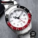 42mm White dial "Coke" Diver Dress GMT Watch Kit | Stainless Stain ...
