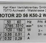 31184 KARL KLEIN FAN CONSTRUCTION, 52004-1.030 W/ MOTOR 2D ...