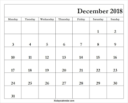 Available December 2018 Calendar Monday Start Monday December Calendar Design