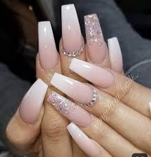 No matter your nail length and shape, these gradient manicures looks. Cute Pink White Ombre With Bling Ombre Acrylic Nails Pink Acrylic Nails Rhinestone Nails