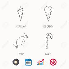 Ice Cream Candy Icons Sweets Linear Sign Calendar Graph Chart