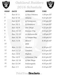 Free Download Oakland Raiders 2013 Schedule Printable