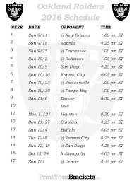 Free Download Oakland Raiders 2013 Schedule Printable