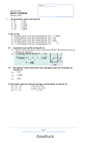 Soal cerita tentang bilangan berpangkat. Doc Second Test Ratikah Sari Academia Edu