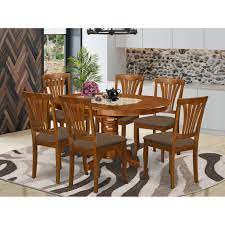 The exquisite dining room set is finished in vibrant white and cherry. Avon7 Sbr C 7 Piece Dining Set Oval Table With Leaf And 6 Dining Chairs Saddle Brown Finish Pieces Option On Sale Overstock 10296404