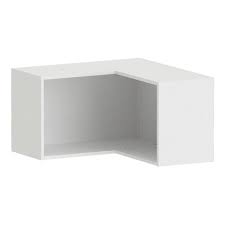 Meuble d'angle merisier hauteur 2.20 m en haut deux porte coulissantes dont une avec glace, en bas un rangement avec 1 étagère, en haut 2 étagères. Caisson Haut D Angle Spaceo Home Blanc H 40 X L 72 X P 30 Cm Leroy Merlin