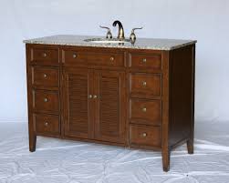 Contemporary Style Single Sink Bathroom Vanity With Leopard Brown Stone Countertop And Walnut Color Wooden Cabinet Vanity Bathroom Vanity Oriental Furniture
