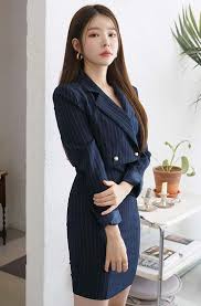 Pinstriped Cropped Jacket And Sleeveless Dress Set Attire Women Fashion Korean Fashion